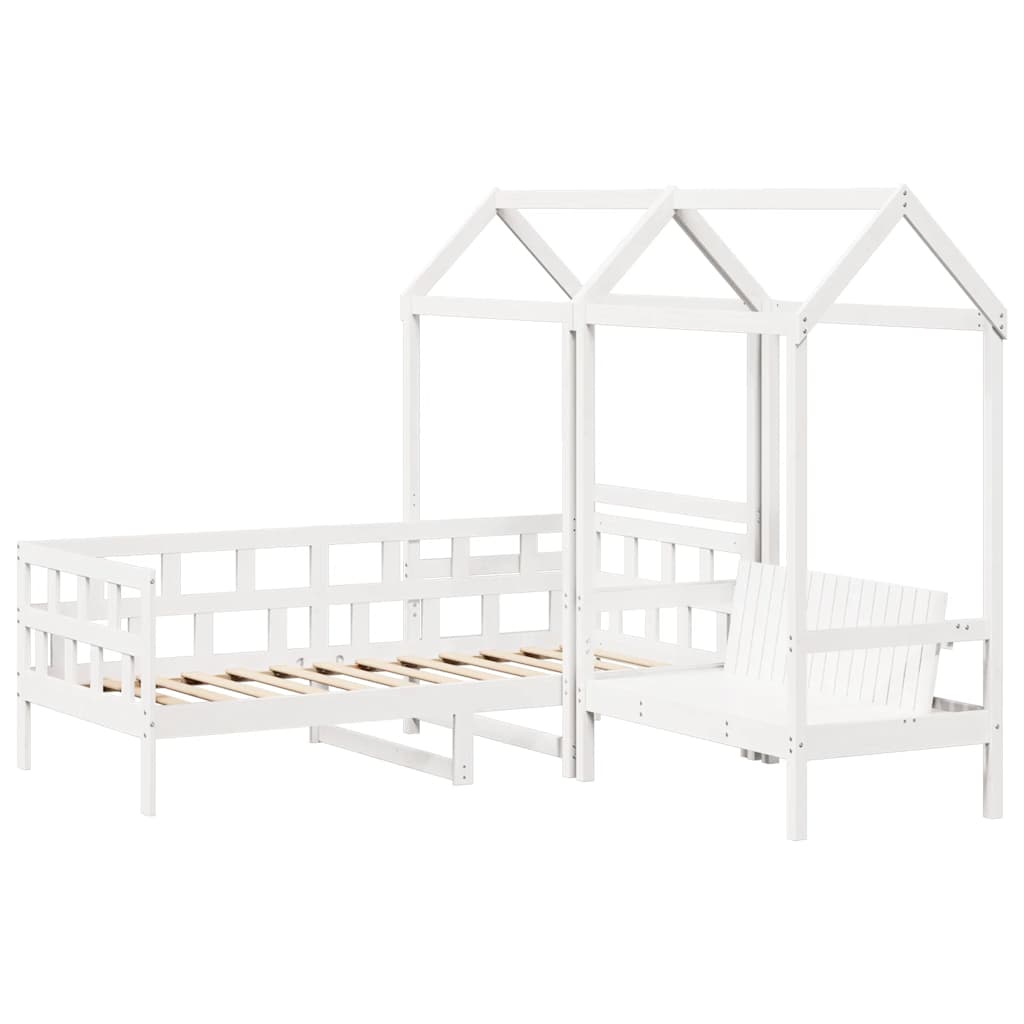 Set Dormeuse con Tetto Bianco 80x200 cm Legno Massello di Pino