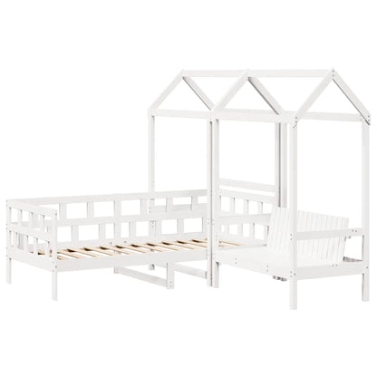 Set Dormeuse con Tetto Bianco 80x200 cm Legno Massello di Pino