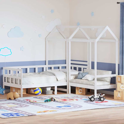 Set Dormeuse con Tetto Bianco 80x200 cm Legno Massello di Pino
