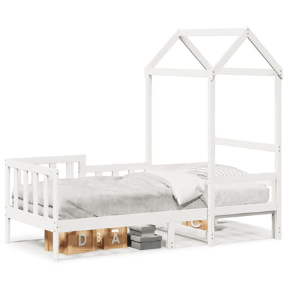 Dormeuse con Tetto 80x200 cm Bianco in Legno Massello di Pino