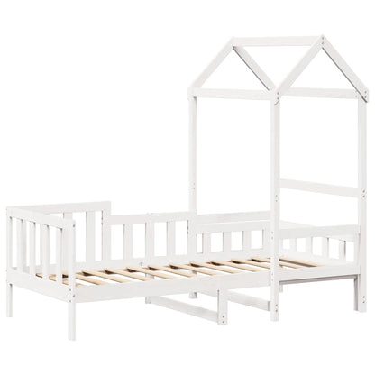 Dormeuse con Tetto 80x200 cm Bianco in Legno Massello di Pino