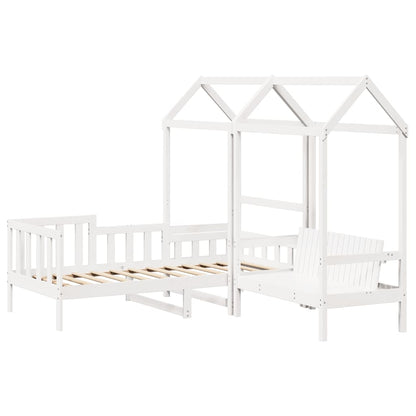 Set Dormeuse e Panca con Tetto Bianco 80x200cm Massello Pino