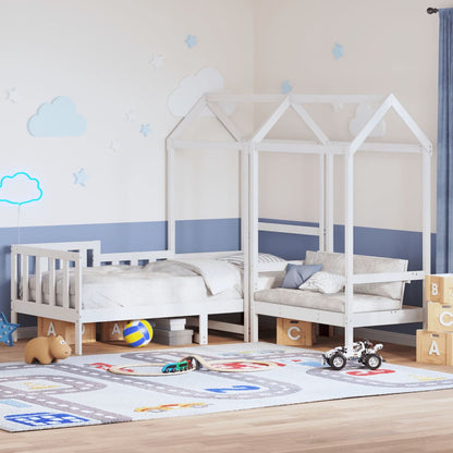 Set Dormeuse e Panca con Tetto Bianco 80x200cm Massello Pino