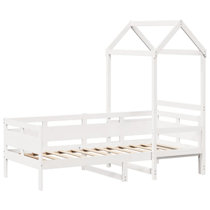Dormeuse con Tetto 80x200 cm Bianco in Legno Massello di Pino