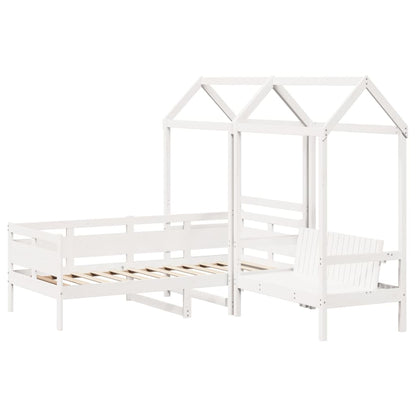 Set Dormeuse e Panca con Tetto Bianco 80x200cm Massello Pino