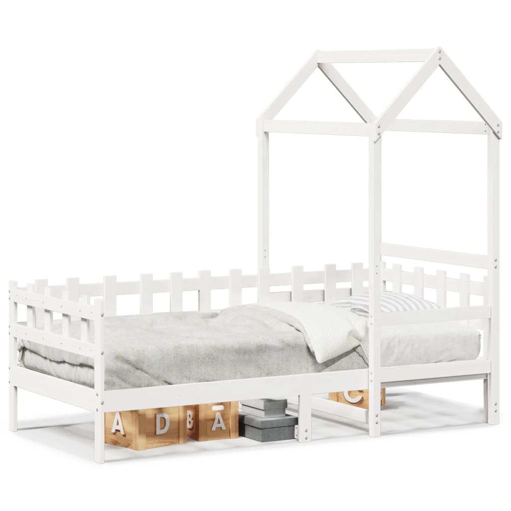 Dormeuse con Tetto 80x200 cm Bianco in Legno Massello di Pino
