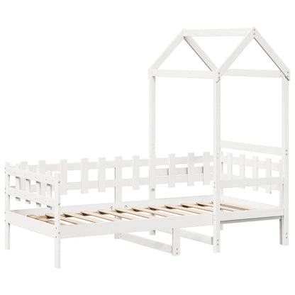 Dormeuse con Tetto 80x200 cm Bianco in Legno Massello di Pino