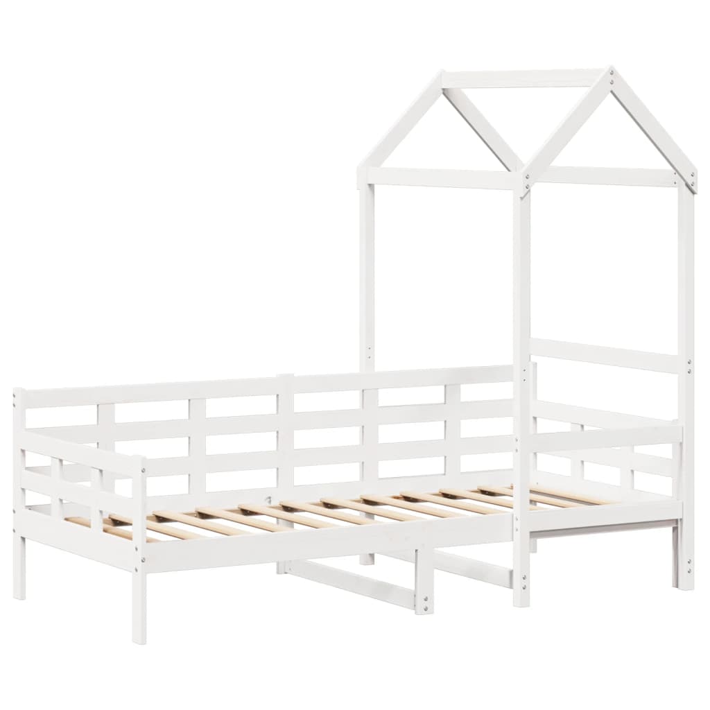 Dormeuse con Tetto 80x200 cm Bianco in Legno Massello di Pino