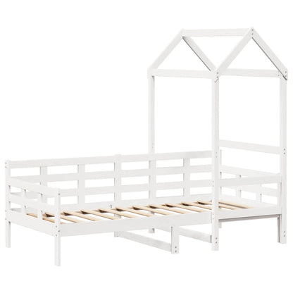 Dormeuse con Tetto 80x200 cm Bianco in Legno Massello di Pino