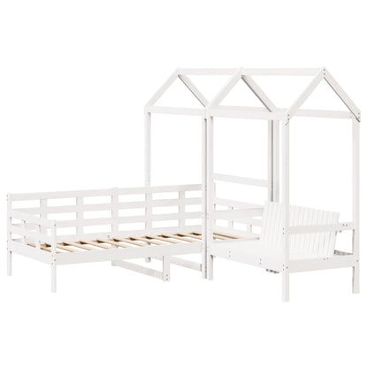 Set Dormeuse e Panca con Tetto Bianco 80x200cm Massello Pino
