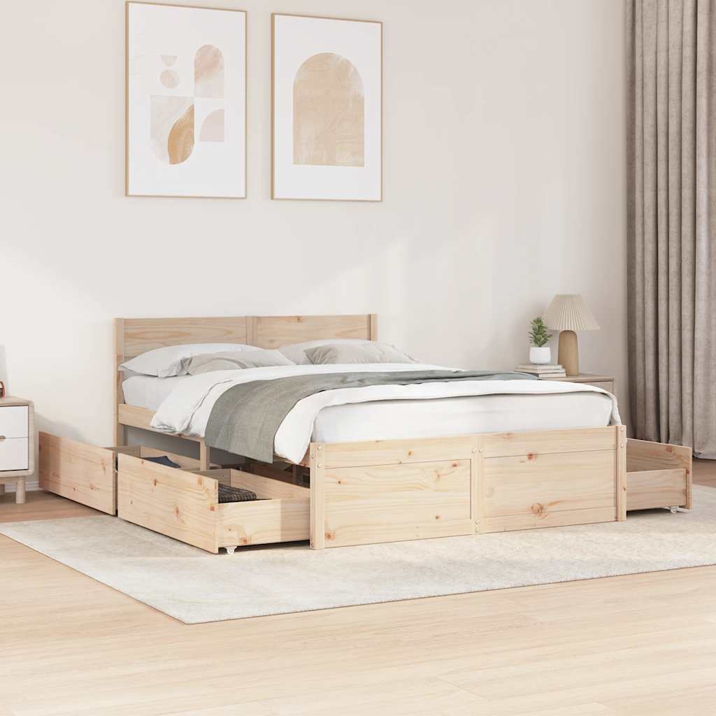 Letto senza Materasso 135x190 cm in Legno Massello di Pino