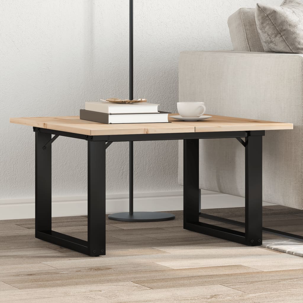 Tavolino da Salotto Telaio a O 60x60x40cm Legno Pino e Acciaio