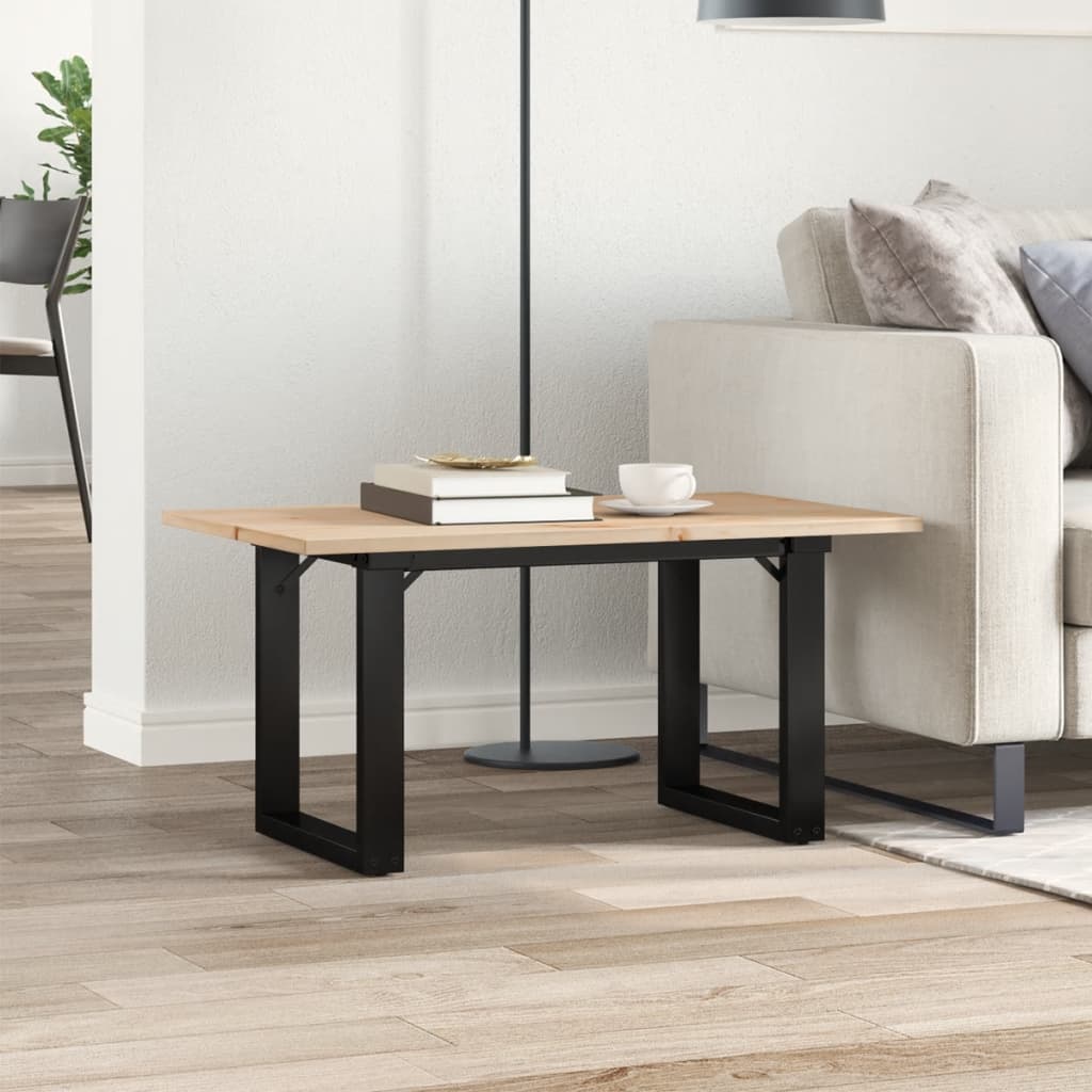 Tavolino da Salotto Telaio a O 80x50x40cm Legno Pino e Acciaio