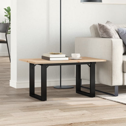 Tavolino da Salotto Telaio a O 80x50x40cm Legno Pino e Acciaio