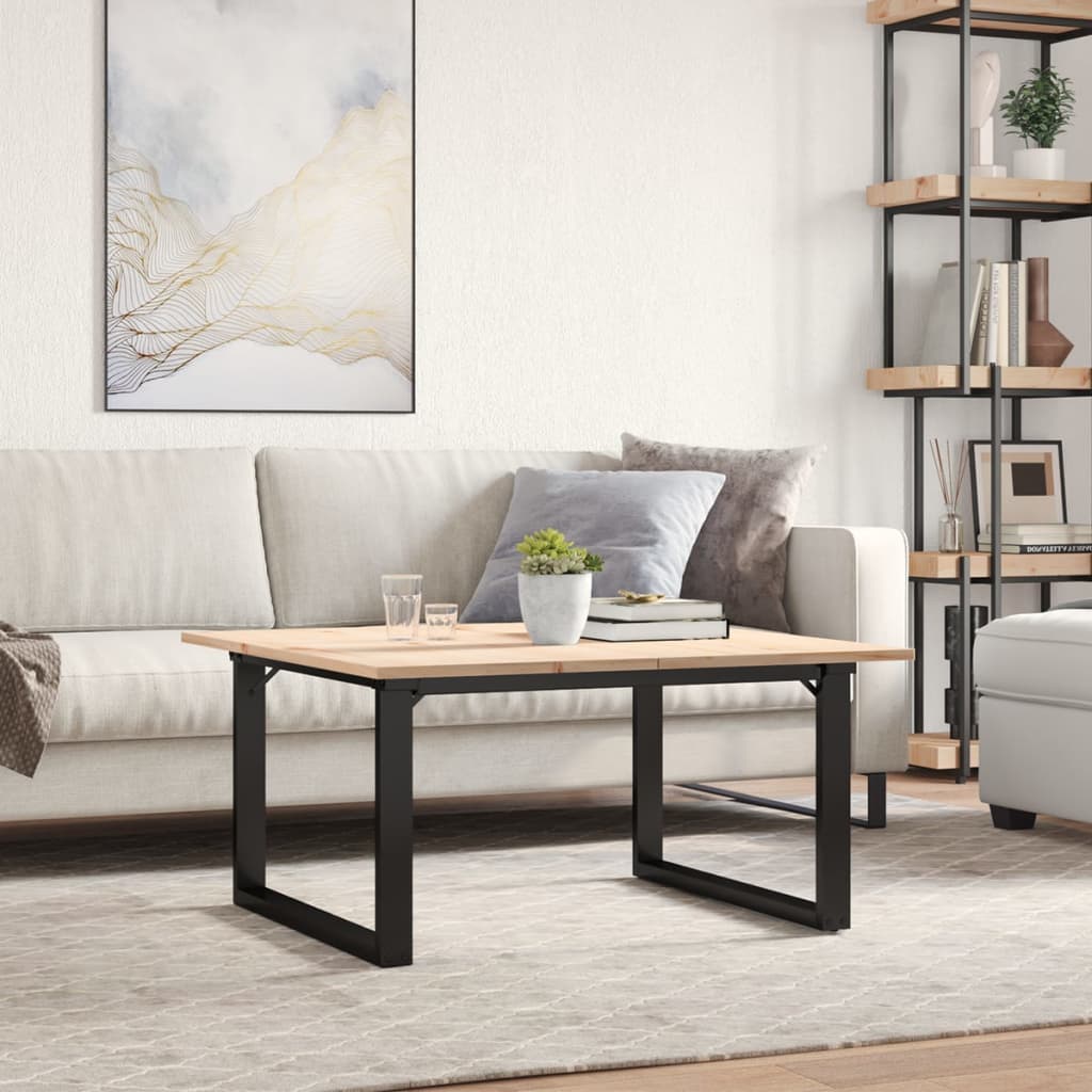 Tavolino da Salotto Telaio a O 80x80x45cm Legno Pino e Acciaio