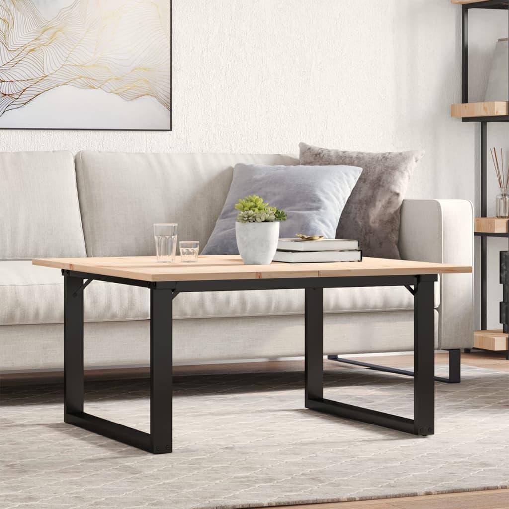Tavolino da Salotto Telaio a O 80x80x45cm Legno Pino e Acciaio