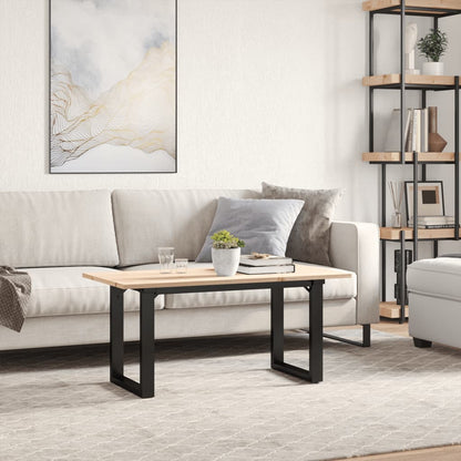 Tavolino da Salotto Telaio a O 90x40x45cm Legno Pino e Acciaio