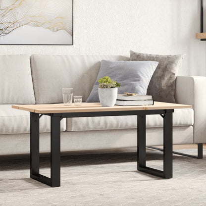 Tavolino Salotto Telaio a O 100x50x45cm Legno Pino e Acciaio
