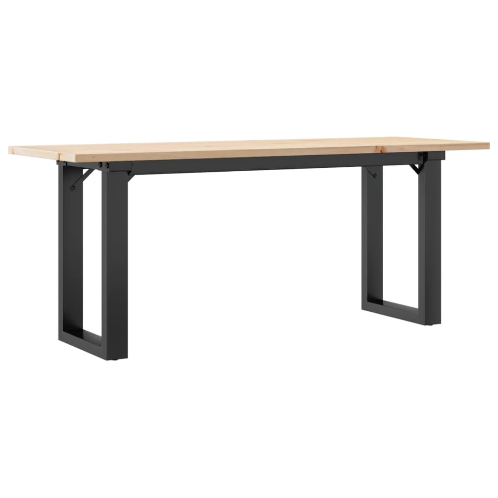 Tavolino Salotto Telaio a O 110x40x45cm Legno Pino e Acciaio