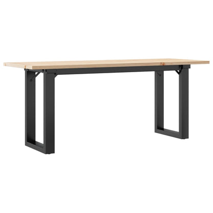 Tavolino Salotto Telaio a O 110x40x45cm Legno Pino e Acciaio