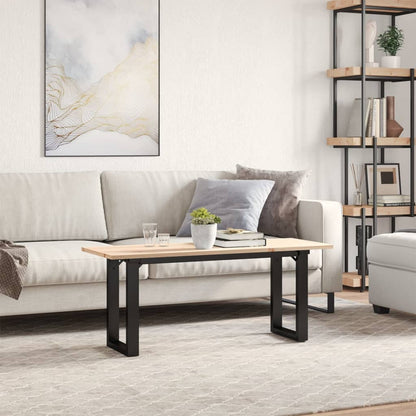 Tavolino Salotto Telaio a O 110x40x45cm Legno Pino e Acciaio