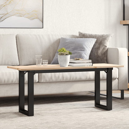 Tavolino Salotto Telaio a O 110x40x45cm Legno Pino e Acciaio