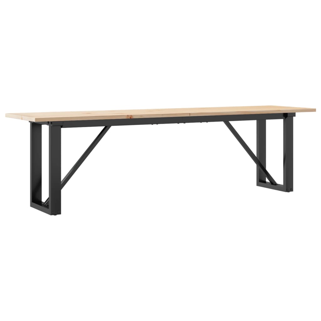 Tavolino Salotto Telaio a O 160x40x45cm Legno Pino e Acciaio