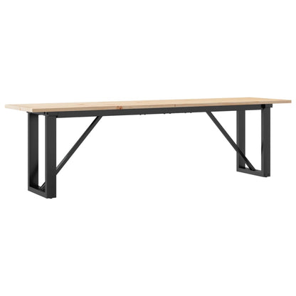 Tavolino Salotto Telaio a O 160x40x45cm Legno Pino e Acciaio