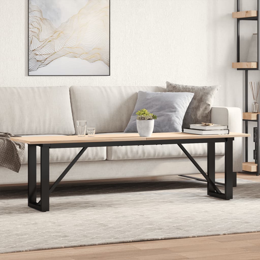 Tavolino Salotto Telaio a O 160x40x45cm Legno Pino e Acciaio