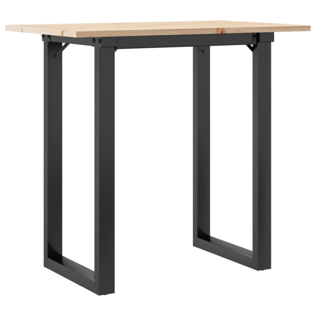 Tavolo da Pranzo Telaio a O 80x50x75 cm Legno Pino e Acciaio