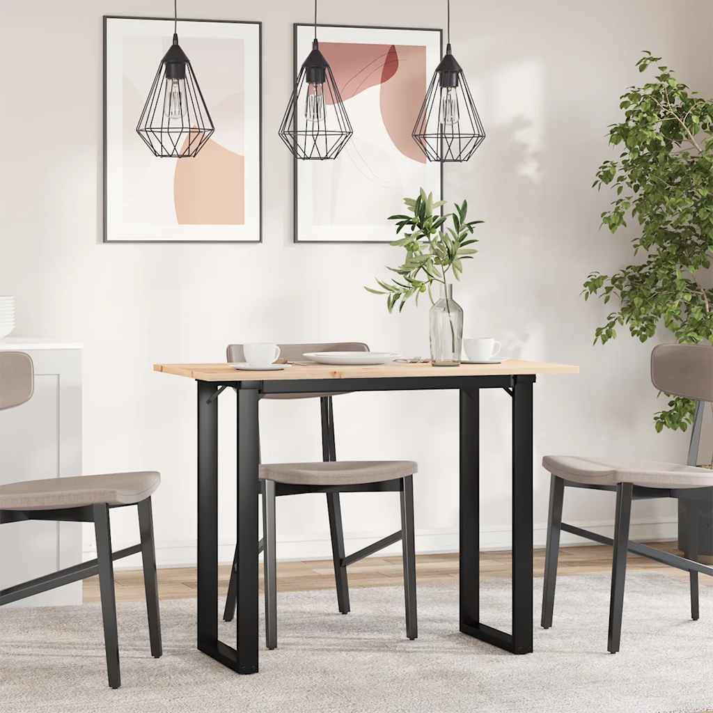 Tavolo da Pranzo Telaio a O 100x50x75 cm Legno Pino e Acciaio