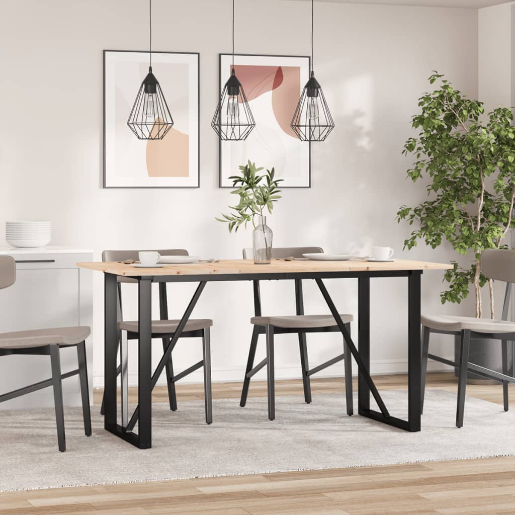 Tavolo da Pranzo Telaio a O 140x80x75 cm Legno Pino e Acciaio