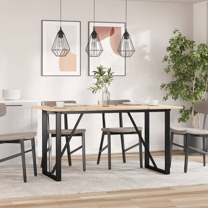 Tavolo da Pranzo Telaio a O 140x80x75 cm Legno Pino e Acciaio