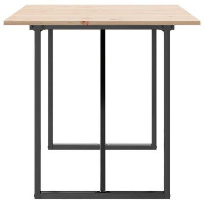 Tavolo da Pranzo Telaio a O 140x80x75 cm Legno Pino e Acciaio