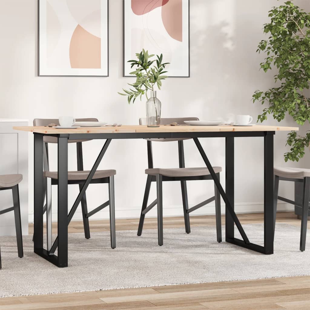 Tavolo da Pranzo Telaio a O 140x80x75 cm Legno Pino e Acciaio
