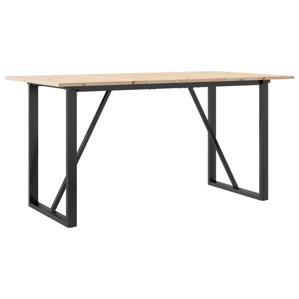 Tavolo da Pranzo Telaio a O 160x80x75 cm Legno Pino e Acciaio