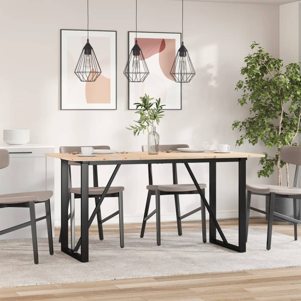 Tavolo da Pranzo Telaio a O 160x80x75 cm Legno Pino e Acciaio
