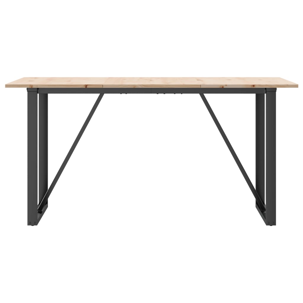 Tavolo da Pranzo Telaio a O 160x80x75 cm Legno Pino e Acciaio
