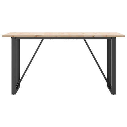 Tavolo da Pranzo Telaio a O 160x80x75 cm Legno Pino e Acciaio