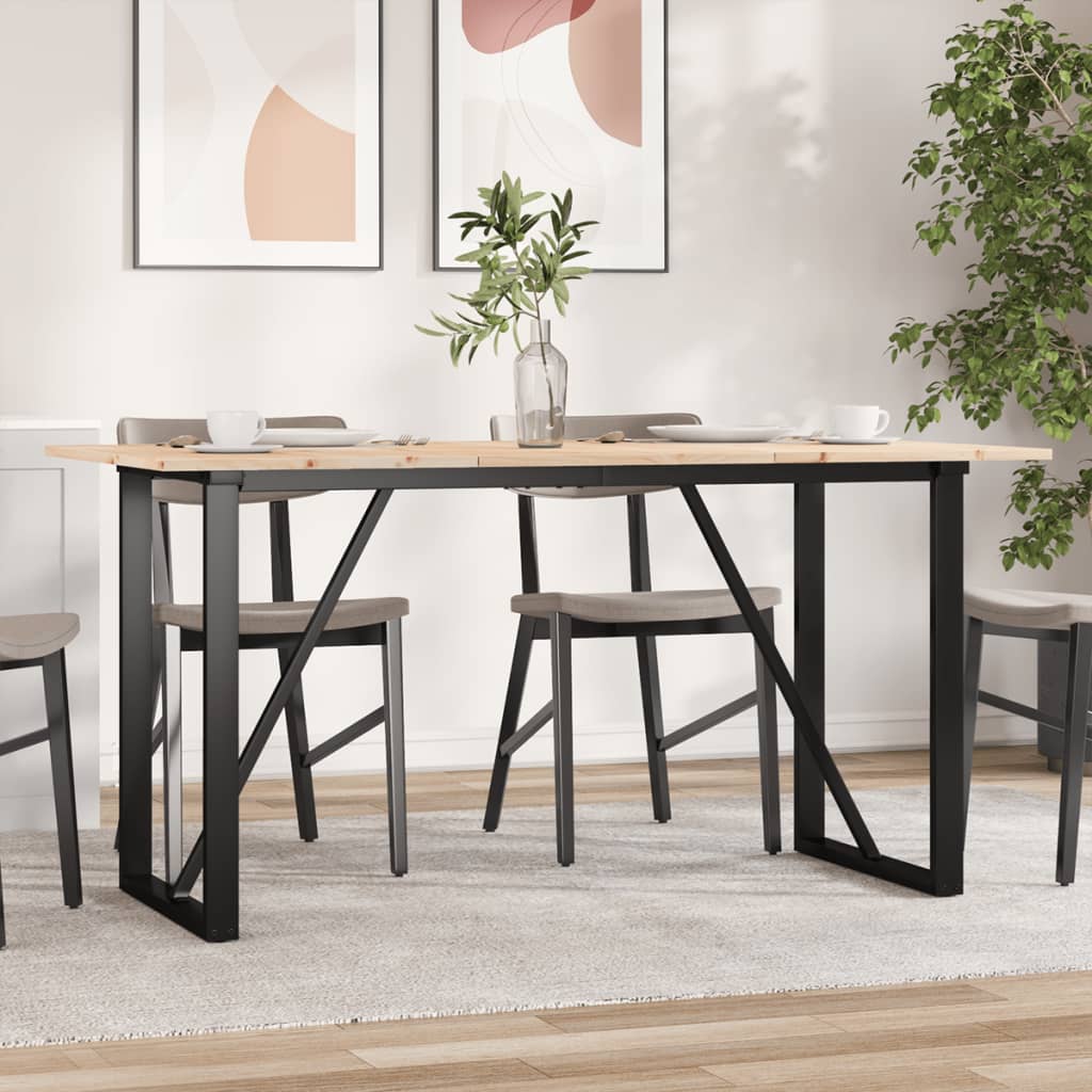 Tavolo da Pranzo Telaio a O 160x80x75 cm Legno Pino e Acciaio