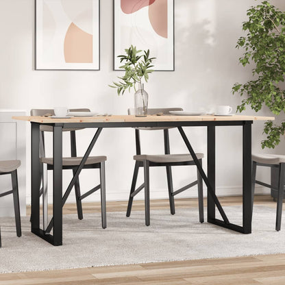 Tavolo da Pranzo Telaio a O 160x80x75 cm Legno Pino e Acciaio