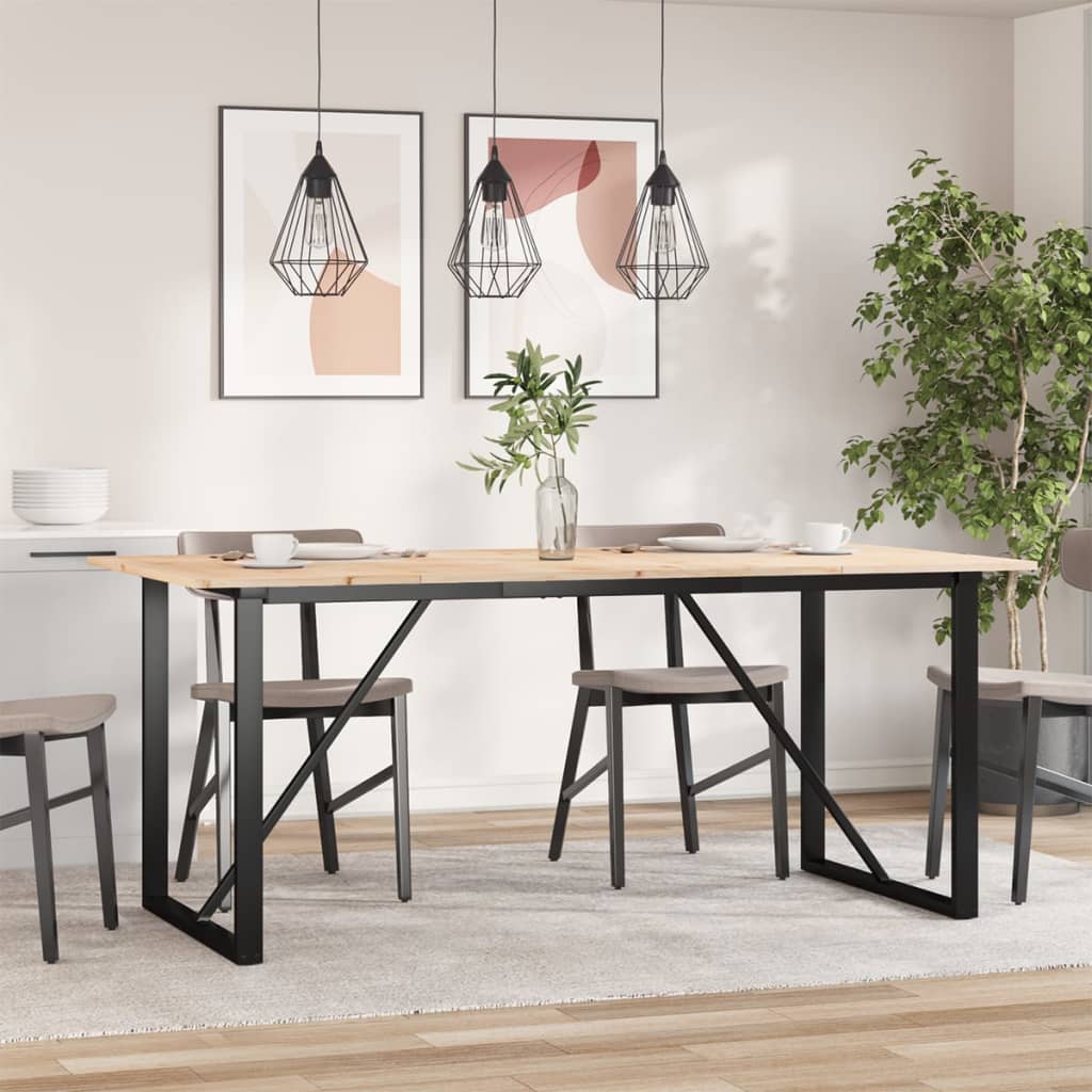 Tavolo da Pranzo Telaio a O 180x90x75 cm Legno Pino e Acciaio