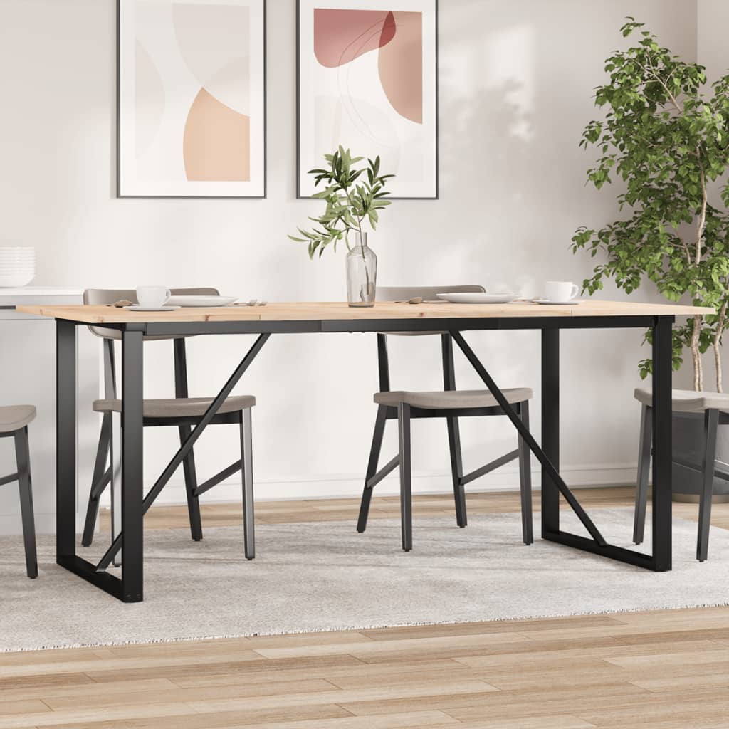 Tavolo da Pranzo Telaio a O 180x90x75 cm Legno Pino e Acciaio