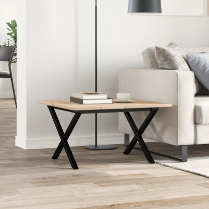 Tavolino da Salotto Telaio a X 60x60x40 cm Legno Pino e Acciaio
