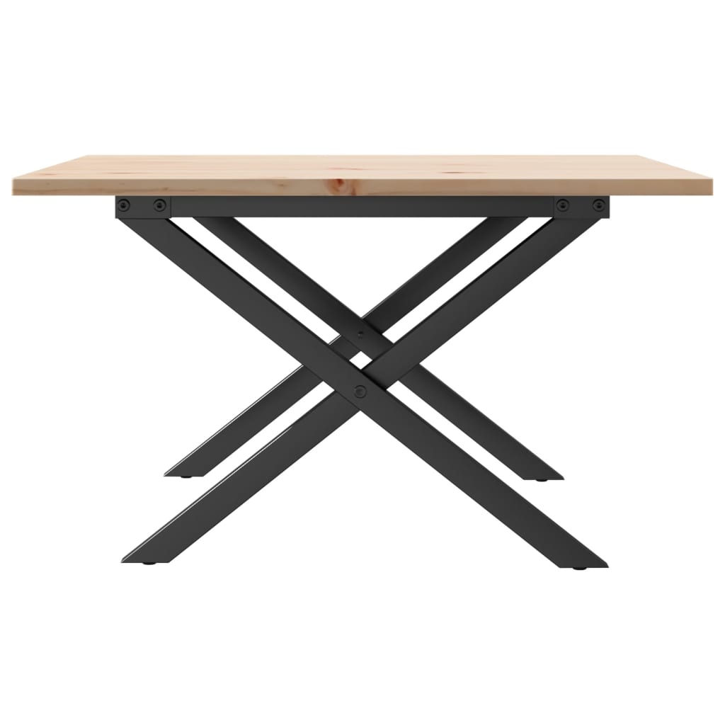 Tavolino da Salotto Telaio a X 60x60x40 cm Legno Pino e Acciaio