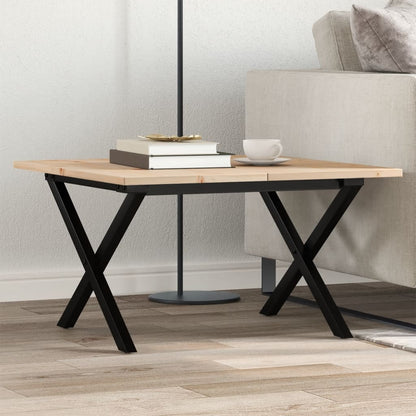 Tavolino da Salotto Telaio a X 60x60x40 cm Legno Pino e Acciaio