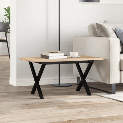 Tavolino da Salotto Telaio a X 80x50x40 cm Legno Pino e Acciaio
