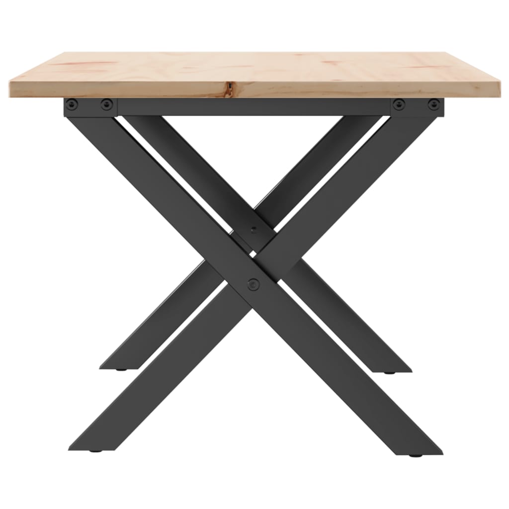 Tavolino da Salotto Telaio a X 80x50x40 cm Legno Pino e Acciaio