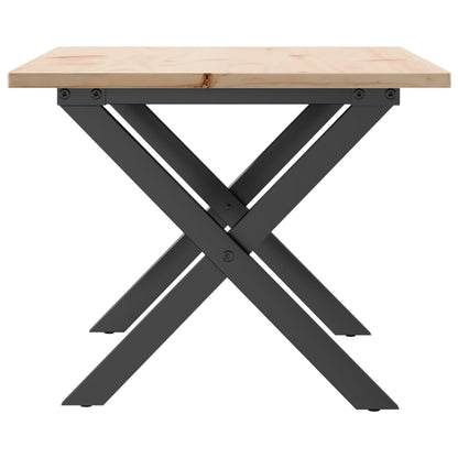 Tavolino da Salotto Telaio a X 80x50x40 cm Legno Pino e Acciaio