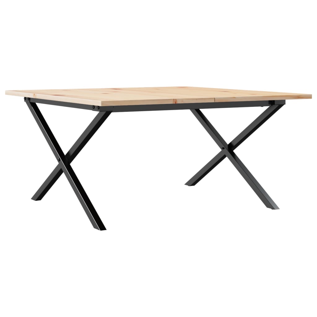 Tavolino da Salotto Telaio a X 80x80x45 cm Legno Pino e Acciaio